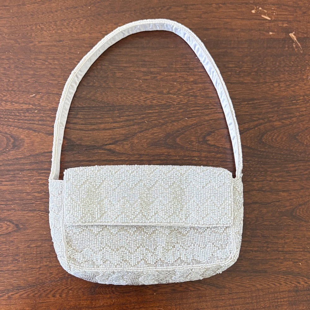 LOFT - Beaded White Shoulder Bag